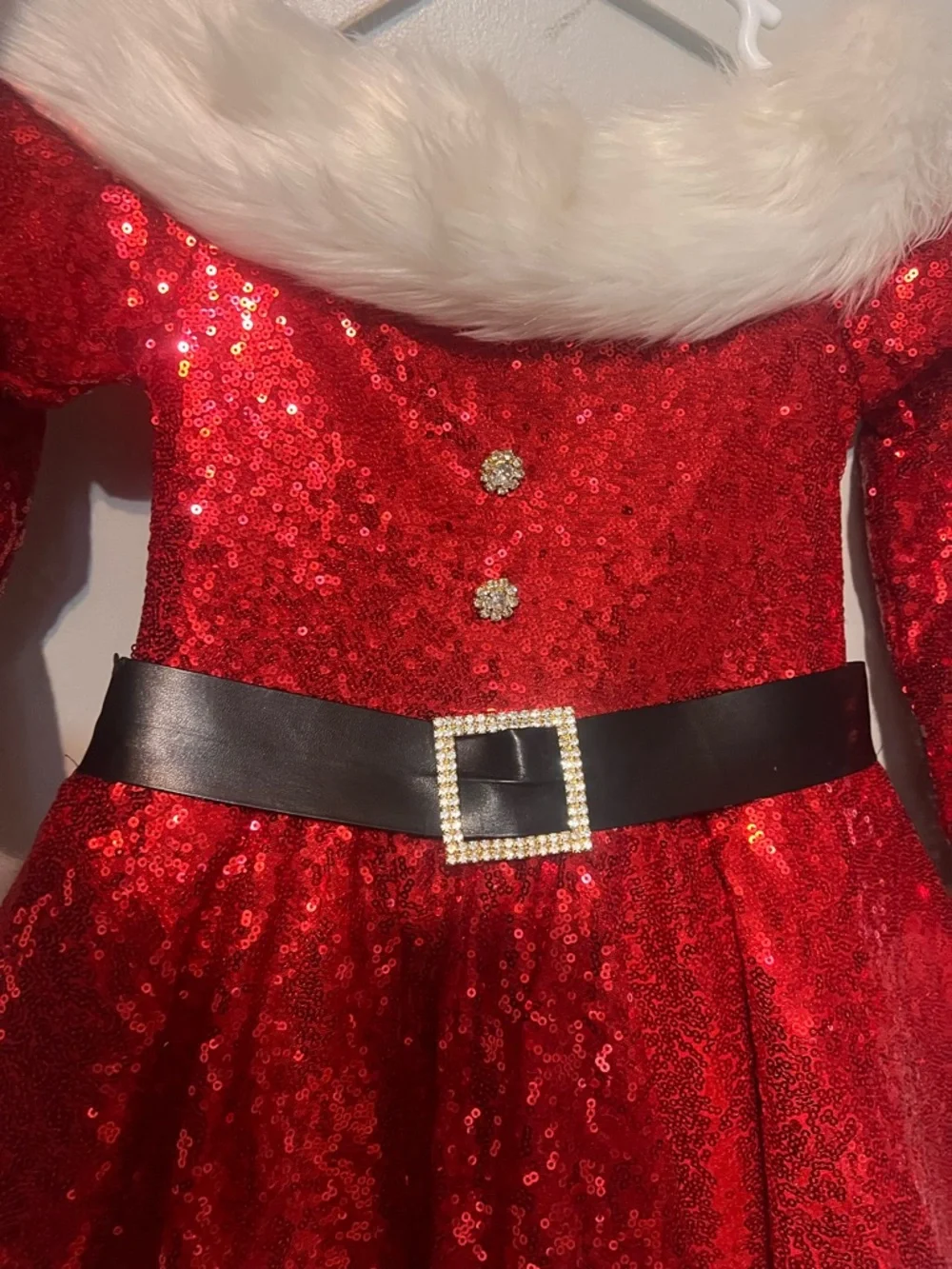 Holiday Sparkle Red Sequin Santa Dress for Kids
